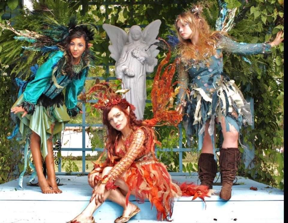 Three women faeries at Renaissance Festival Costumes Houston